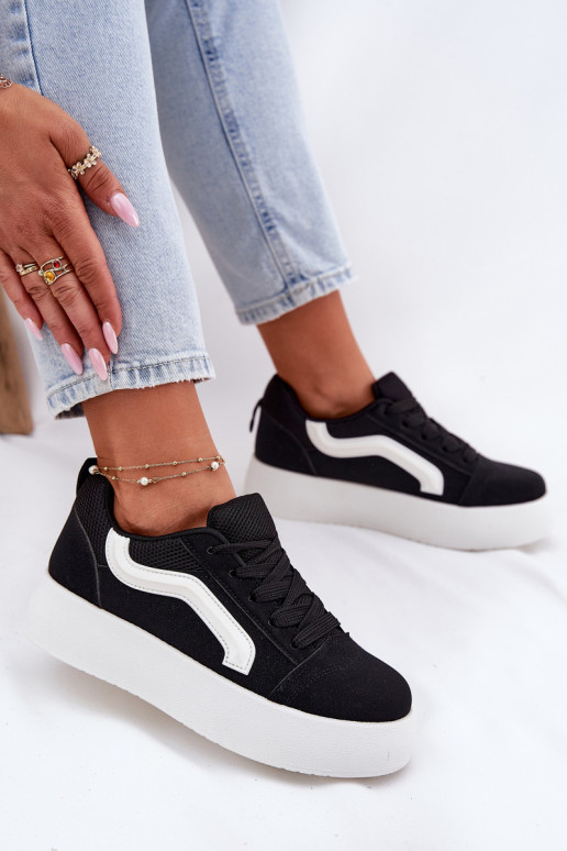 Sneakers modeļa apavi Sievišķīgs ar platformu melnas krāsas Tellnira