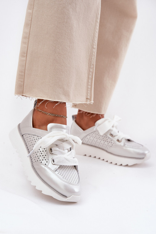Āda Sneakers modeļa apavi Sievišķīgs ar platformu D&A LR51-796 Sudraba krāsas
