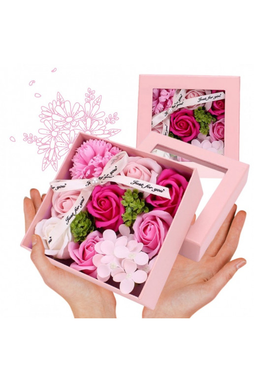 Bukiet zapachowych ów mydlanych w ozdobnym pudełku, flower box BUK02R