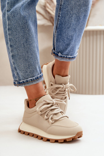 sporta apavi Sneakers modeļa apavi ar platformu no eko ādas smilšu krāsas Riadella 2