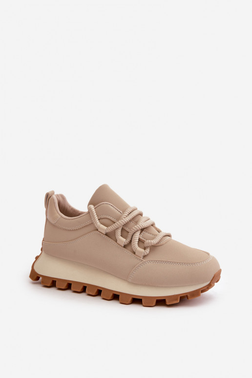 sporta apavi Sneakers modeļa apavi ar platformu no eko ādas smilšu krāsas Riadella