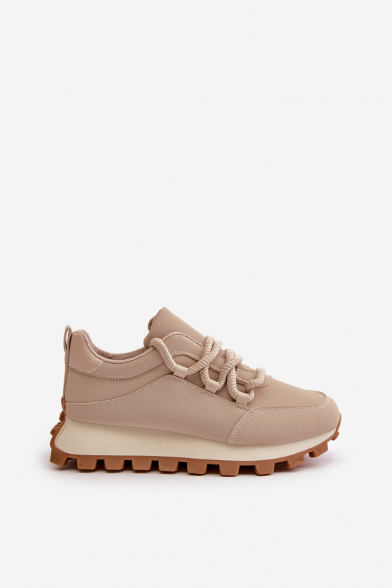 sporta apavi Sneakers modeļa apavi ar platformu no eko ādas smilšu krāsas Riadella