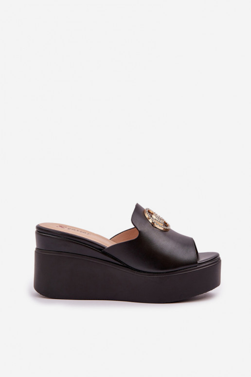 Čības ar platformu I Koturnie ar ornamentiem melnas krāsas Nanessia