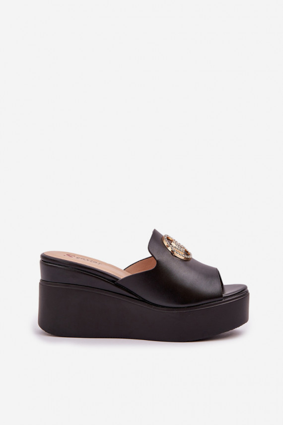 Čības ar platformu I Koturnie ar ornamentiem melnas krāsas Nanessia