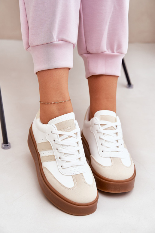 sporta apavi ar platformu no eko ādas smilšu un baltā krāsā Ediriella
