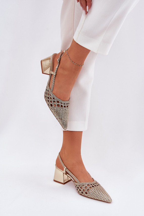 sandales ar papēdi Ar bizi I Szpiczastymi Noskami Zelta krāsas Resterri