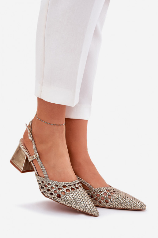 sandales ar papēdi Ar bizi I Szpiczastymi Noskami Zelta krāsas Resterri