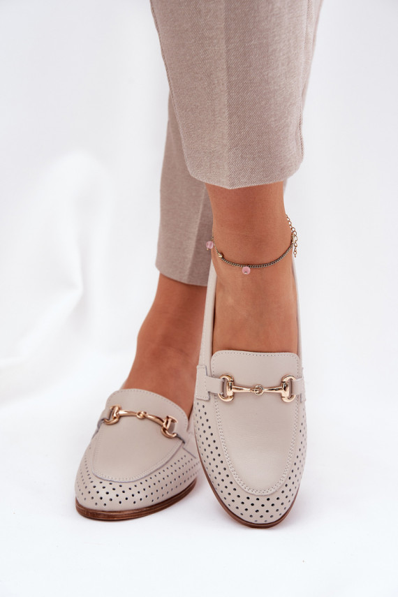 Āda sieviešu mokasīni ar ornamentiem ar platiem papēžiem S.Barski LR51-588 smilšu krāsas