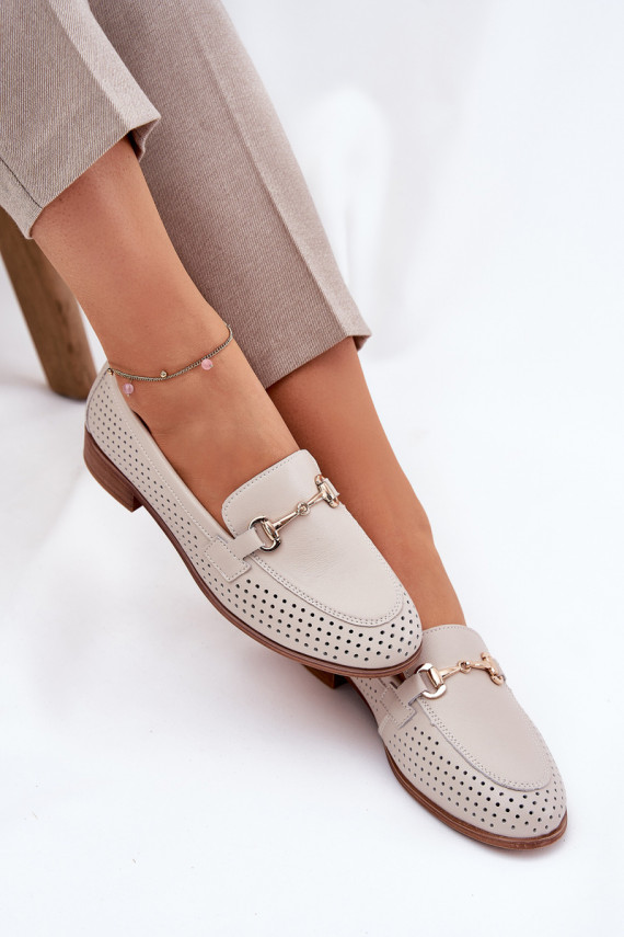 Āda sieviešu mokasīni ar ornamentiem ar platiem papēžiem S.Barski LR51-588 smilšu krāsas