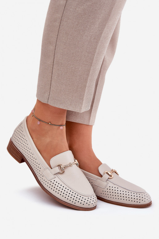 Āda sieviešu mokasīni ar ornamentiem ar platiem papēžiem S.Barski LR51-588 smilšu krāsas