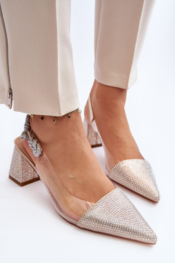 Eleganta stila Kurpes Apavi ar spicu purngalu D&A MR91292-1 Zelta krāsas