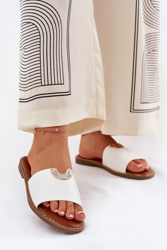 sieviešu čības Eko Āda Ar dekorācijāmi Detalami baltas krāsas Mevith