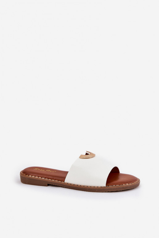 sieviešu čības Eko Āda Ar dekorācijāmi Detalami baltas krāsas Mevith