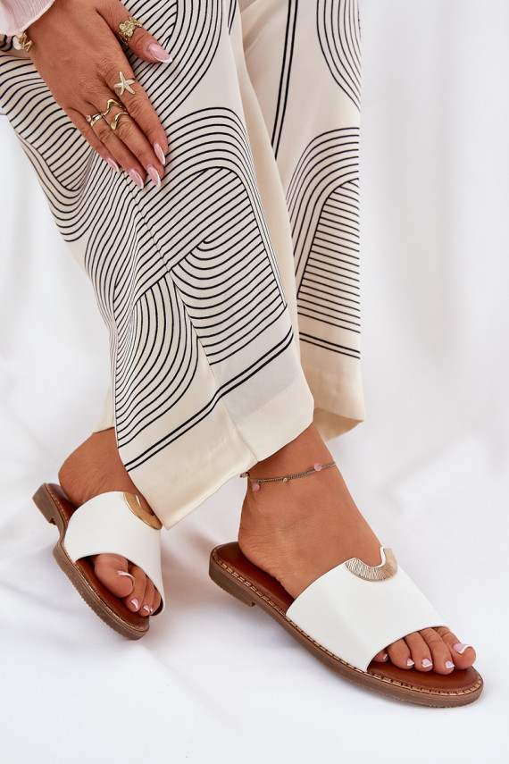 sieviešu čības Eko Āda Ar dekorācijāmi Detalami baltas krāsas Mevith