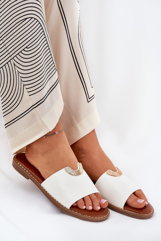 sieviešu čības Eko Āda Ar dekorācijāmi Detalami baltas krāsas Mevith