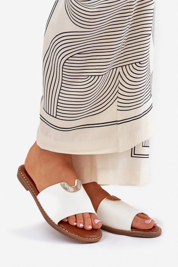 sieviešu čības Eko Āda Ar dekorācijāmi Detalami baltas krāsas Mevith