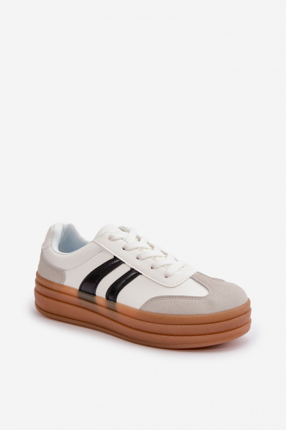 Sneakers modeļa apavi Sievišķīgs ar platformu Baltas-Pelēkas krāsas Nesonice