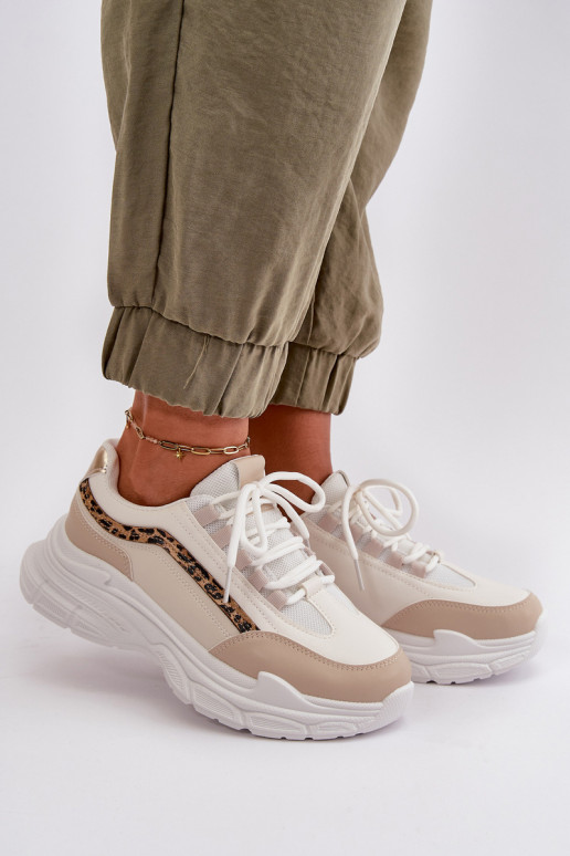 Sneakers modeļa apavi sporta apavi Sievišķīgs ar masīvu zoli smilšu krāsas Lerila