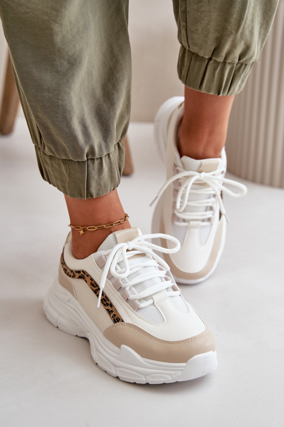 Sneakers modeļa apavi sporta apavi Sievišķīgs ar masīvu zoli smilšu krāsas Lerila