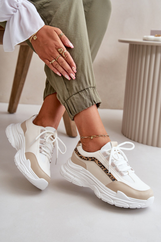 Sneakers modeļa apavi sporta apavi Sievišķīgs ar masīvu zoli smilšu krāsas Lerila