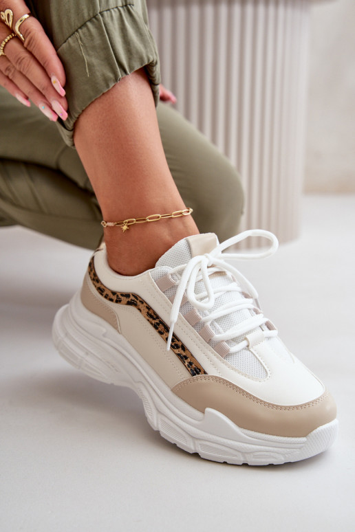 Sneakers modeļa apavi sporta apavi Sievišķīgs ar masīvu zoli smilšu krāsas Lerila