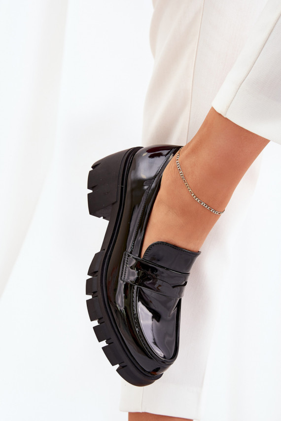 Laque apavi Sievišķīgs plats papēdis melnas krāsas Felonith