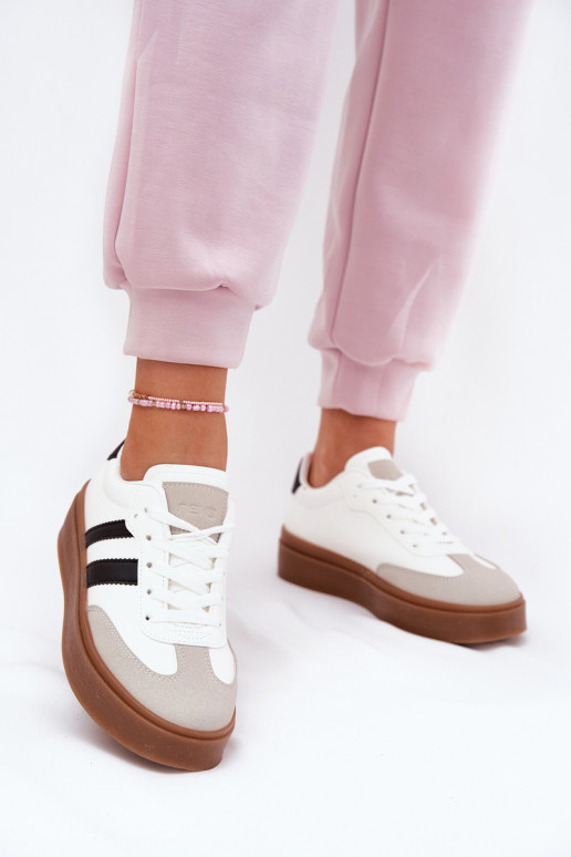 Sneakers modeļa apavi Sievišķīgs ar platformu no eko ādas baltas krāsas Elaraven