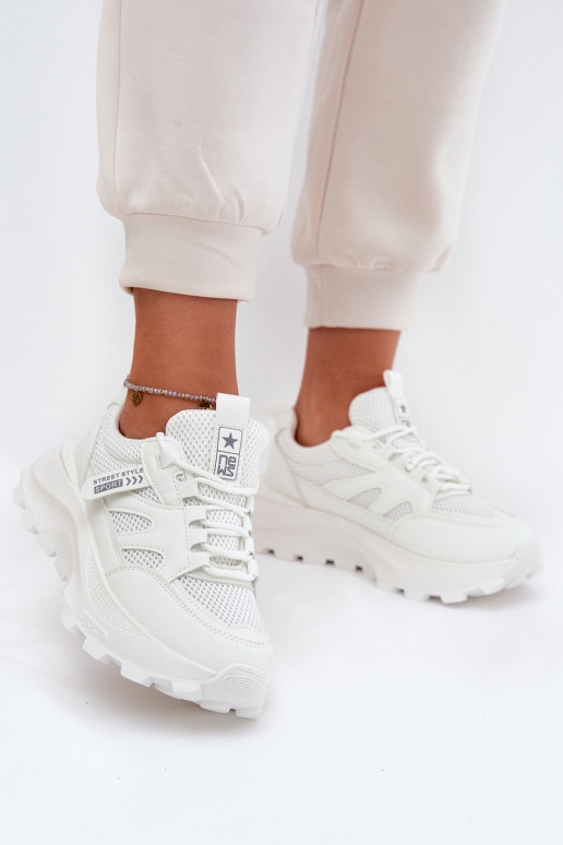 sporta apavi Sneakers modeļa apavi Sievišķīgs ar masīvu zoli baltas krāsas Prononice