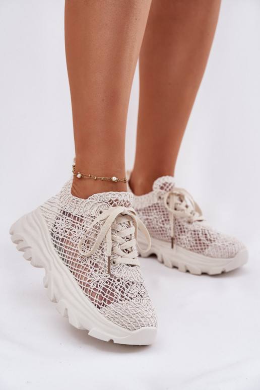 Sneakers modeļa apavi Sievišķīgs Z Szydełkową Cholewką smilšu krāsas Jelhiris