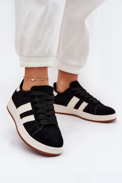 Sneakers modeļa apavi Sievišķīgs Z no eko zamšādasu melnas krāsas Arlenina