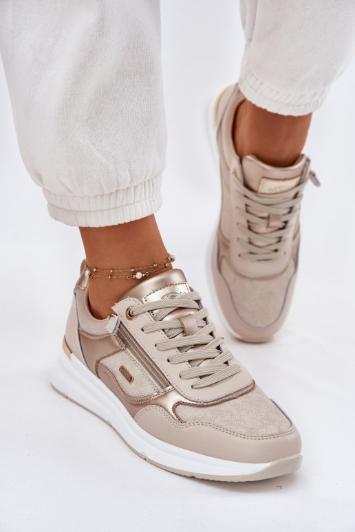 Āda sporta apavi Sneakers modeļa apavi Sievišķīgs ar rāvējslēdzējiem smilšu krāsas Lilimia