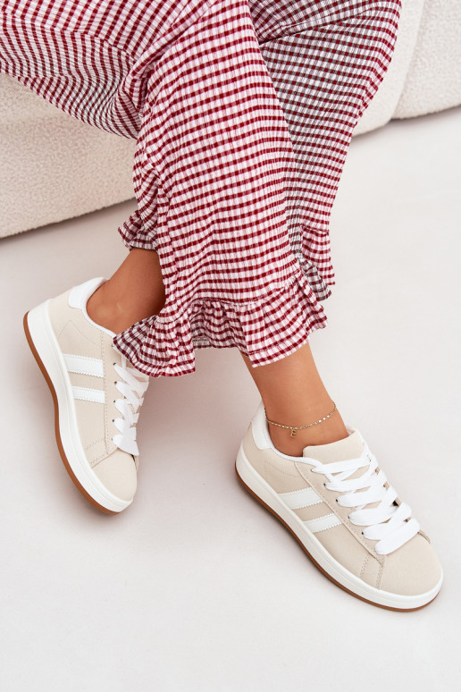 sporta apavi Sneakers modeļa apavi Sievišķīgs no eko ādas smilšu krāsas Ravina