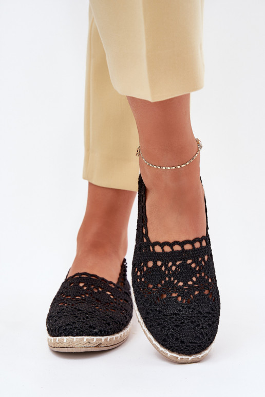 mežģīņu espadrilles Sievišķīgs melnas krāsas Adelira