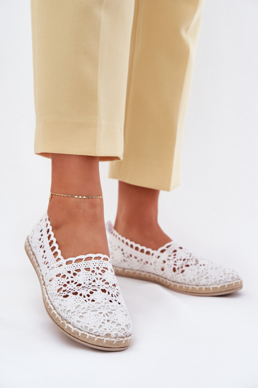 mežģīņu espadrilles Sievišķīgs baltas krāsas Adelira