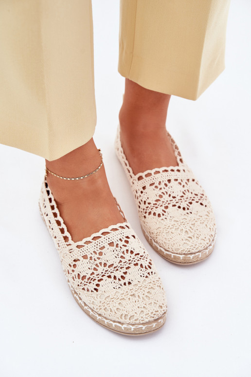 mežģīņu espadrilles Sievišķīgs smilšu krāsas Adelira
