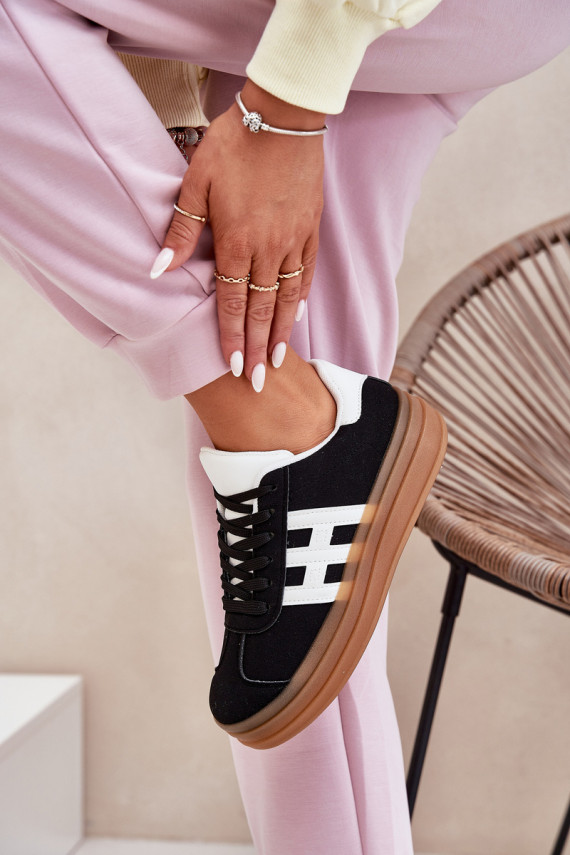 Sneakers modeļa apavi Sievišķīgs ar platformu melnas krāsas Syliyana