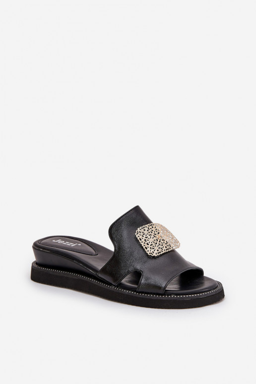 Melni sieviešu čības ar ornamentiem "Sarela"