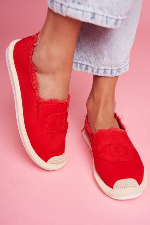 Klasiska modeļa Sievišķīgs espadrilles sarkanas krāsas Flaure
