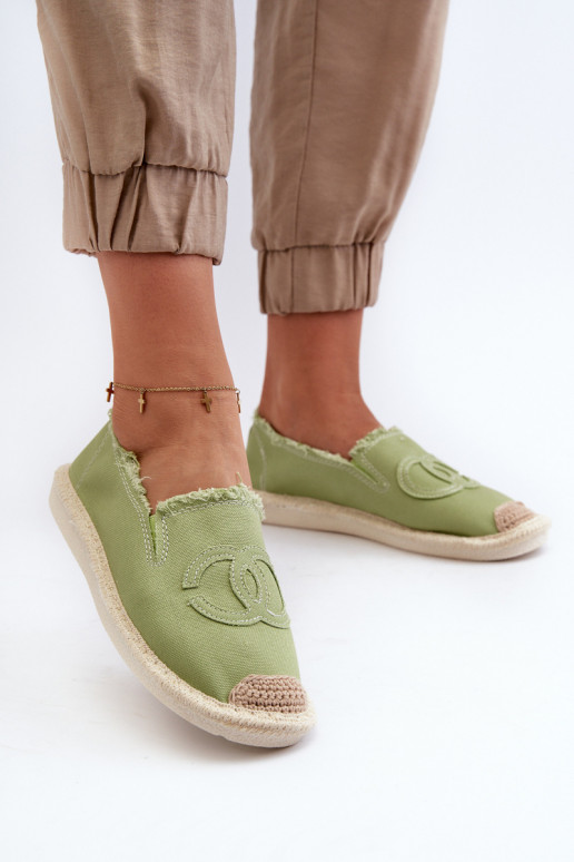 Klasiska modeļa Sievišķīgs espadrilles Zaļas krāsas Flaure