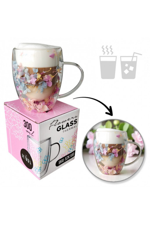 Szklanka termiczna ar ami w środku, gipsówka hortensje rozā 300 ml 1gab. SZK180