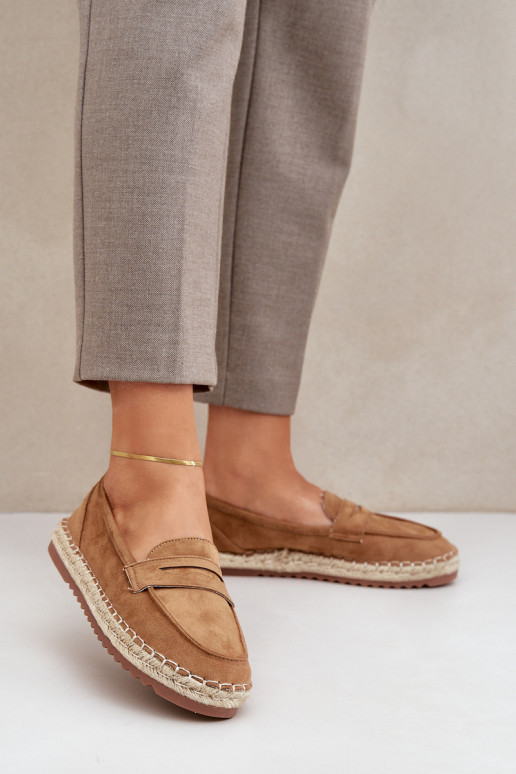 Espadrilles Ar Jutovu Plecionką Uz plakanas zoles brūnas krāsas Shilova