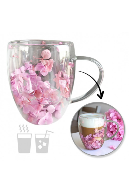 Szklanka termiczna ar ami w środku, gipsówka hortensje rozā 300 ml 1gab. SZK165