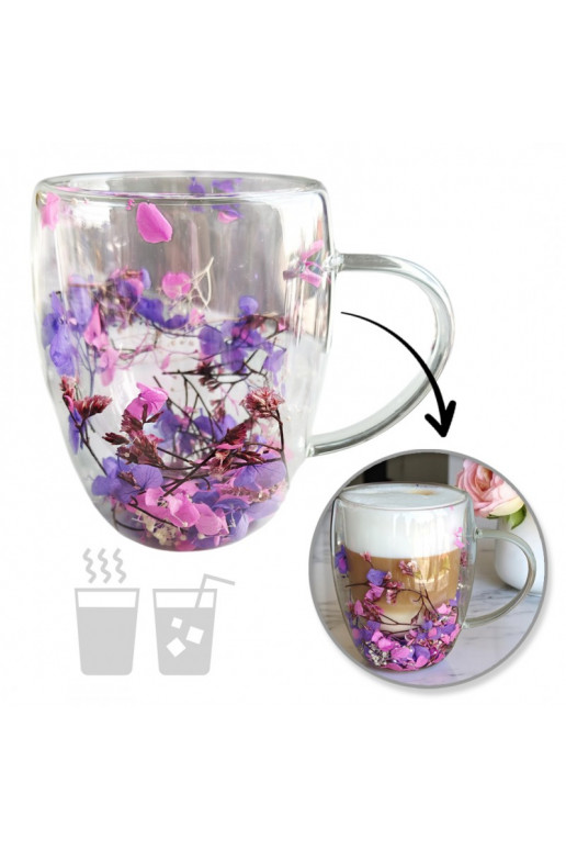 Szklanka termiczna ar ami w środku, gipsówka hortensje rozā 300 ml 1gab. SZK166