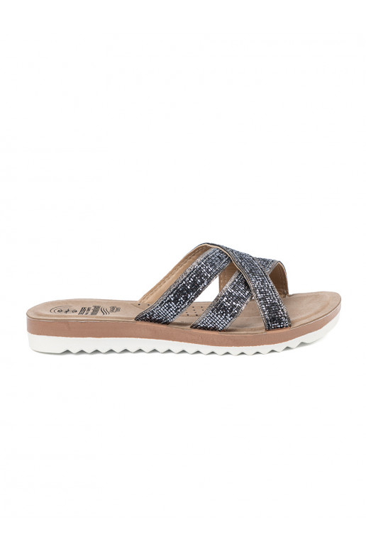 Metallic čības  sievietes uz plakanas zoles