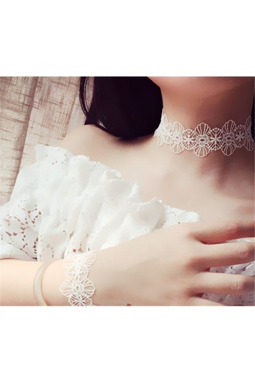 Kakla rota CHOKER KORONKA balts N302B