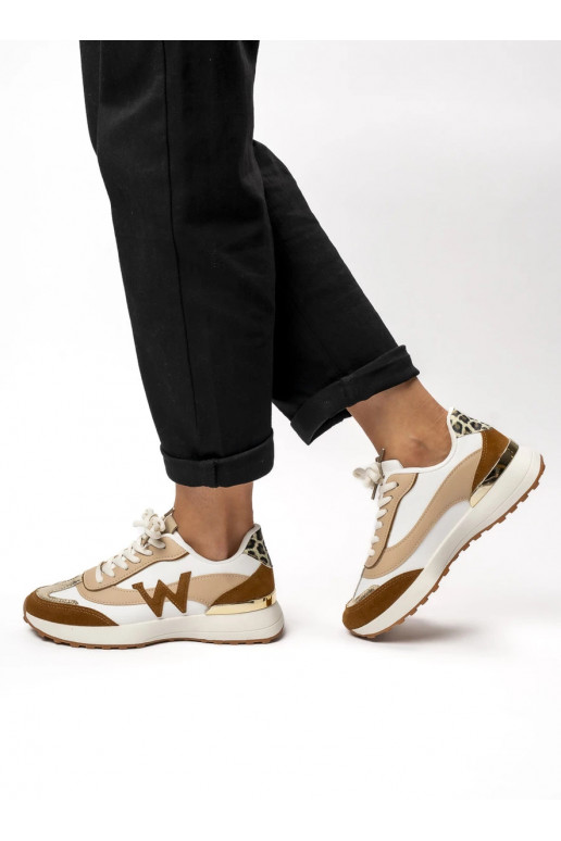 Sievišķīgs Sneakers modeļa apavi WANDA WHITE BROWN Stilīgs Warstwy i Naturalna Kolorystyka