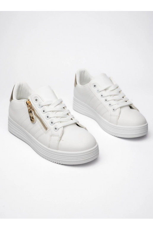 Sievišķīgs Sneakers modeļa apavi ZIPPY GOLD Klasika Biel z Zelta krāsasm Akcentem