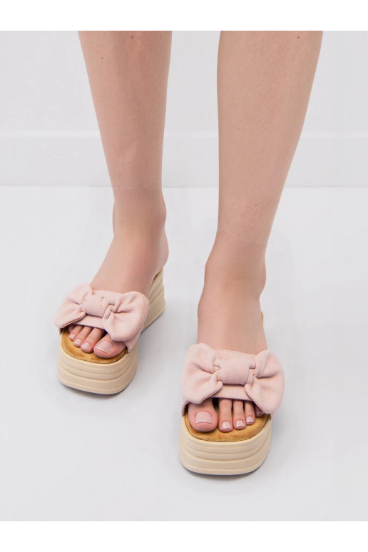 Čības sievietes BOW PINK ar augstu platformu, moderns i ērti