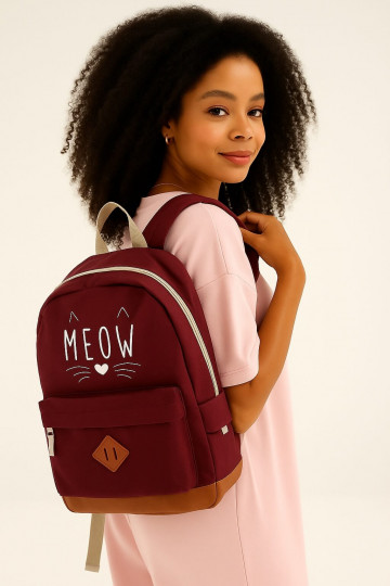 Mugursoma Retro Meow bordo...