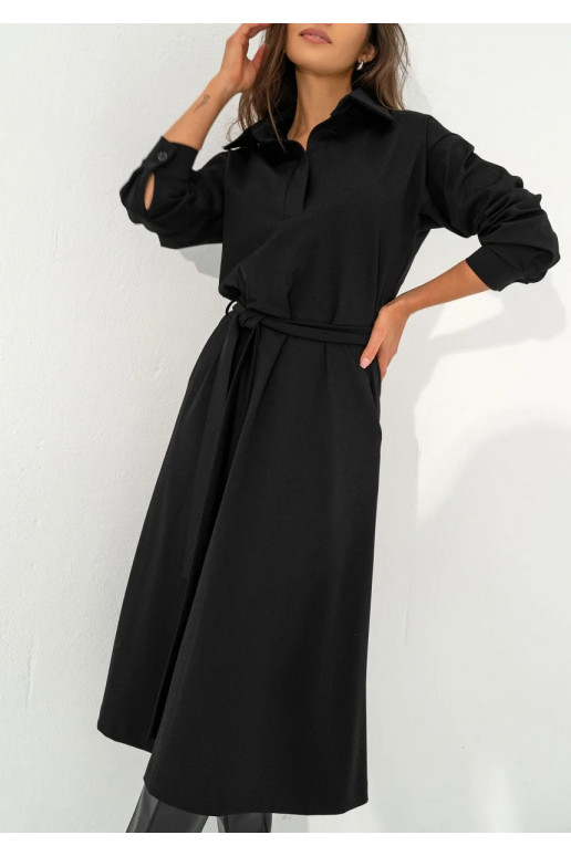 Madeline - melna midi kleita ar garām...